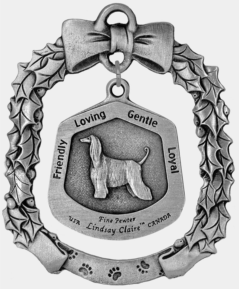Afghan Hound Dog Ornament - Lindsay Claire Pewter decor by Hampshire Pewter