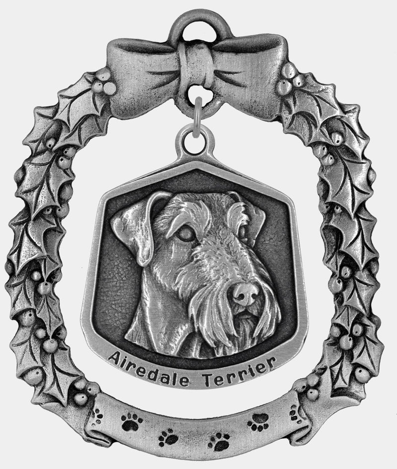 Airedale terrier dog Christmas ornament