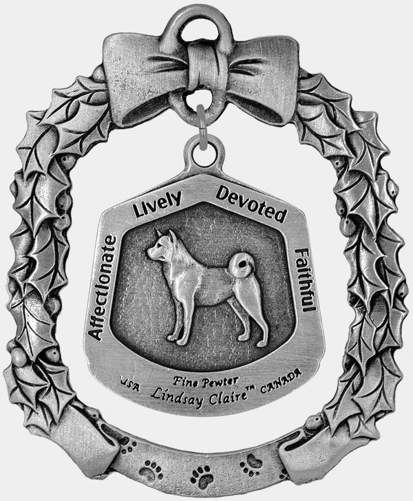 Akita Dog Christmas Ornament - Lindsay Claire Pewter decor by Hampshire Pewter
