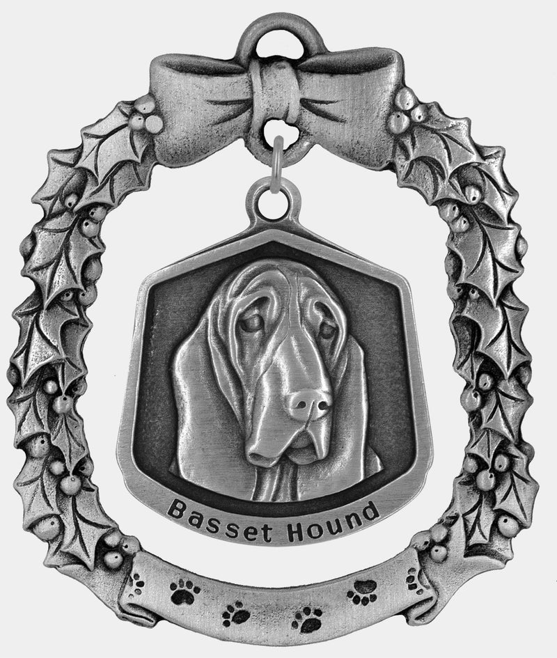 Basset hound dog Christmas ornament