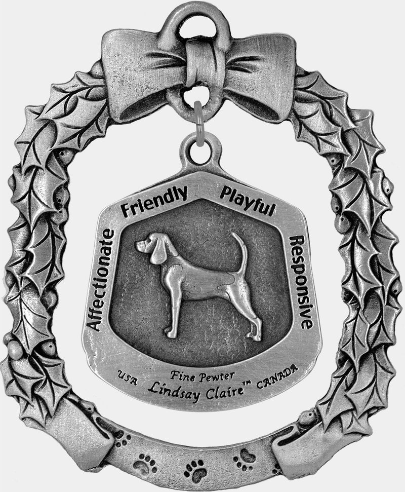 Beagle Dog Christmas Ornament - Lindsay Claire Pewter decor by Hampshire Pewter