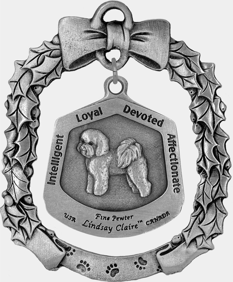 Bichon Frise Dog Christmas Ornament - Lindsay Claire Pewter decor by Hampshire Pewter
