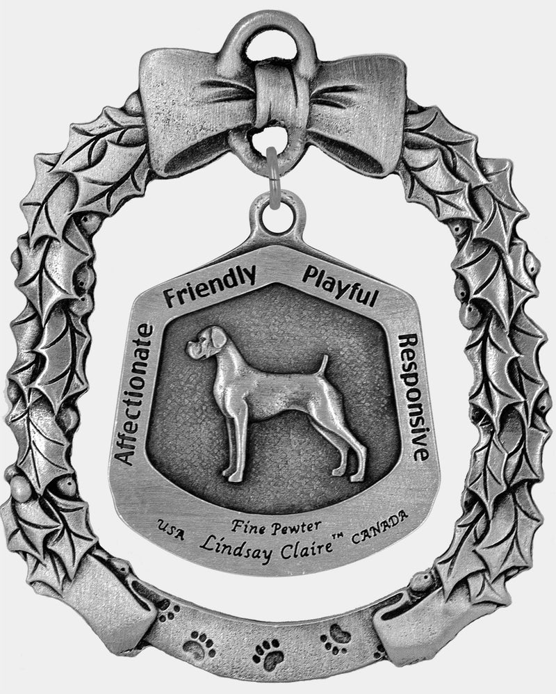 Boxer Dog Christmas Ornament - Lindsay Claire Pewter decor by Hampshire Pewter