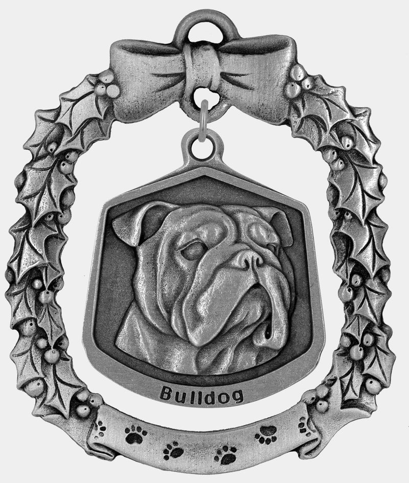 Bulldog dog Christmas ornament