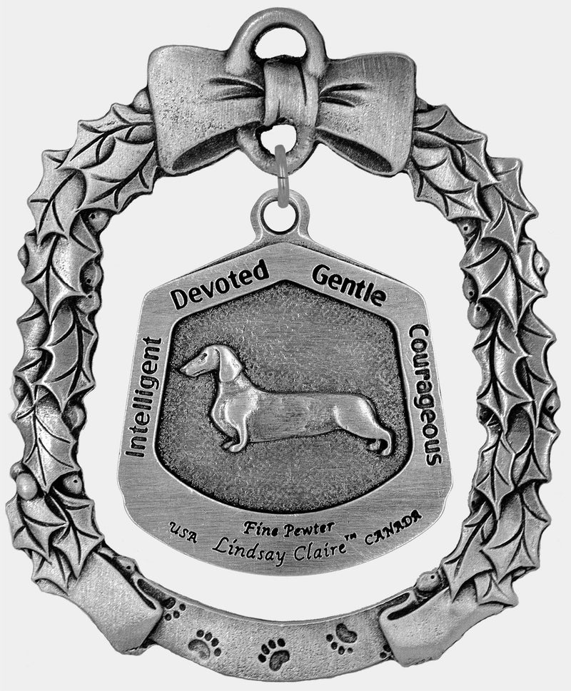 Dachshund Dog Christmas Ornament - Lindsay Claire Pewter decor by Hampshire Pewter