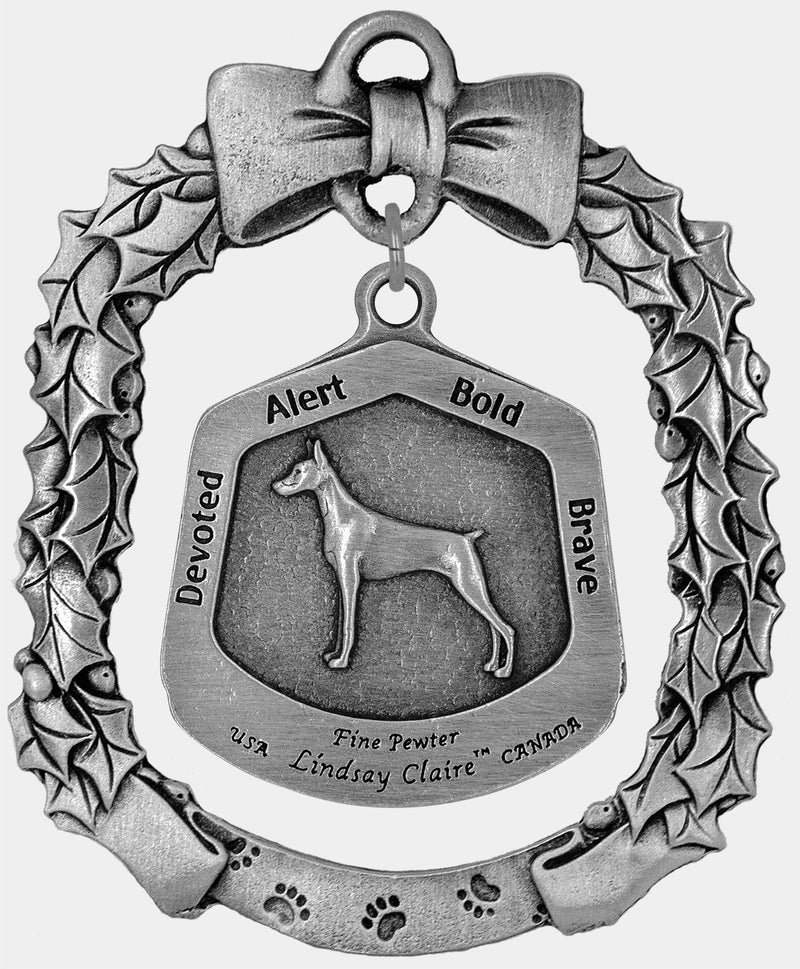 Doberman Pinscher Dog Christmas Ornament - Lindsay Claire Pewter decor by Hampshire Pewter