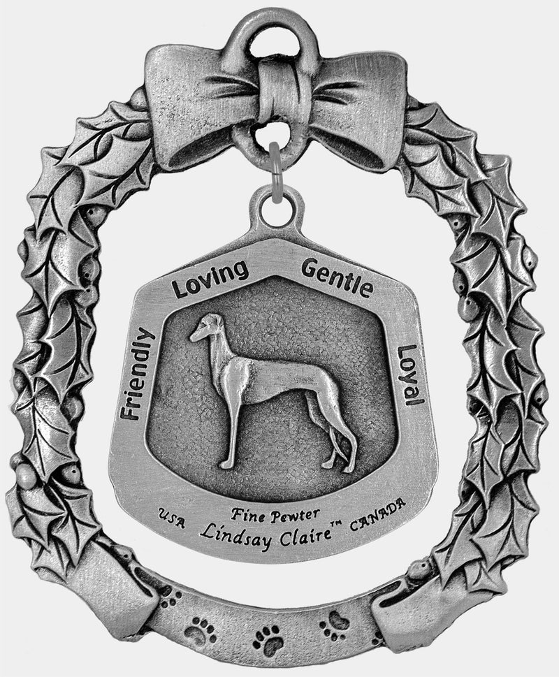 Greyhound Dog Dog Christmas Ornament - Lindsay Claire Pewter decor by Hampshire Pewter