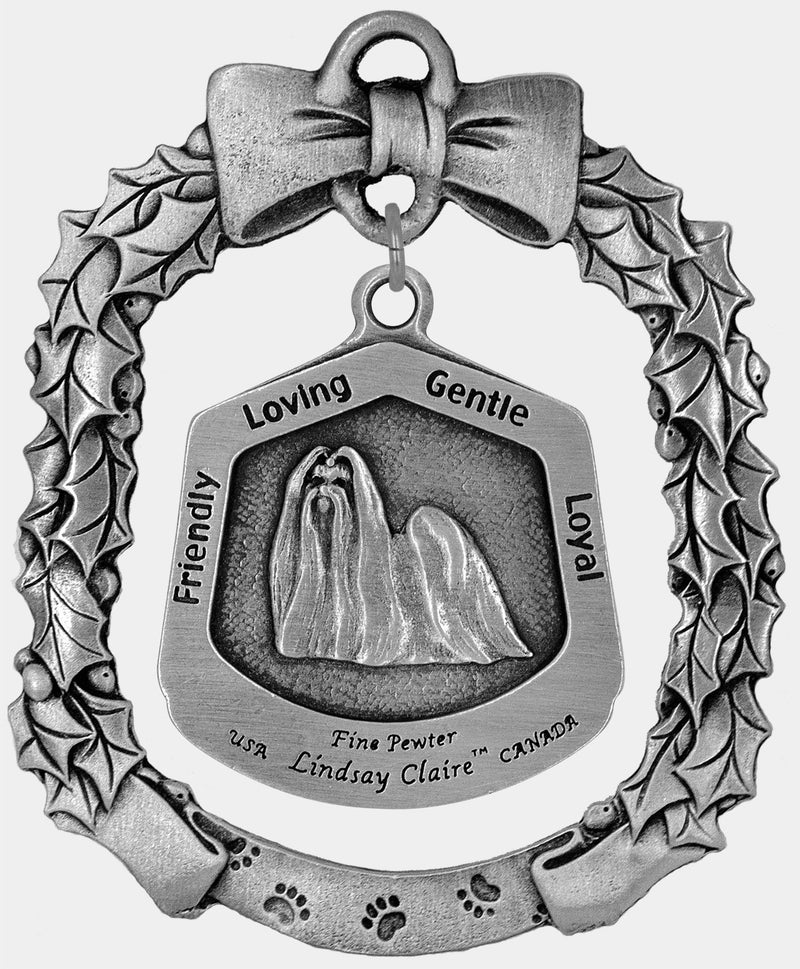 Maltese Dog Christmas Ornament - Lindsay Claire Pewter decor by Hampshire Pewter