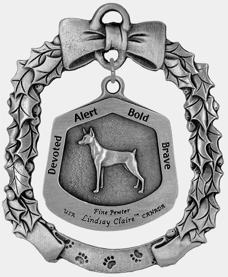 Mini Pinscher Dog Christmas Ornament - Lindsay Claire Pewter decor by Hampshire Pewter