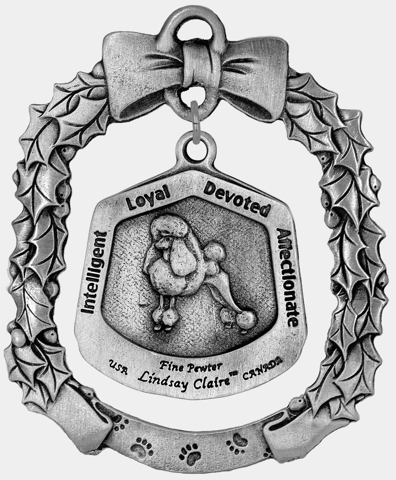 Poodle Dog Christmas Ornament - Lindsay Claire Pewter decor by Hampshire Pewter