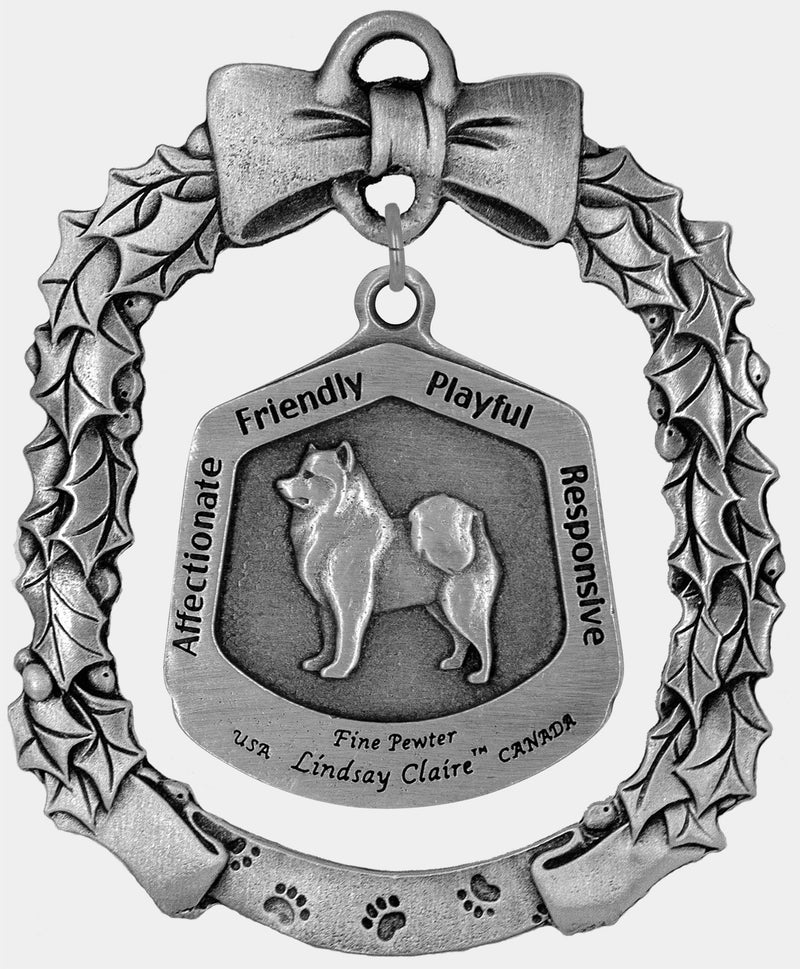 Samoyed Dog Christmas Ornament - Lindsay Claire Pewter decor by Hampshire Pewter