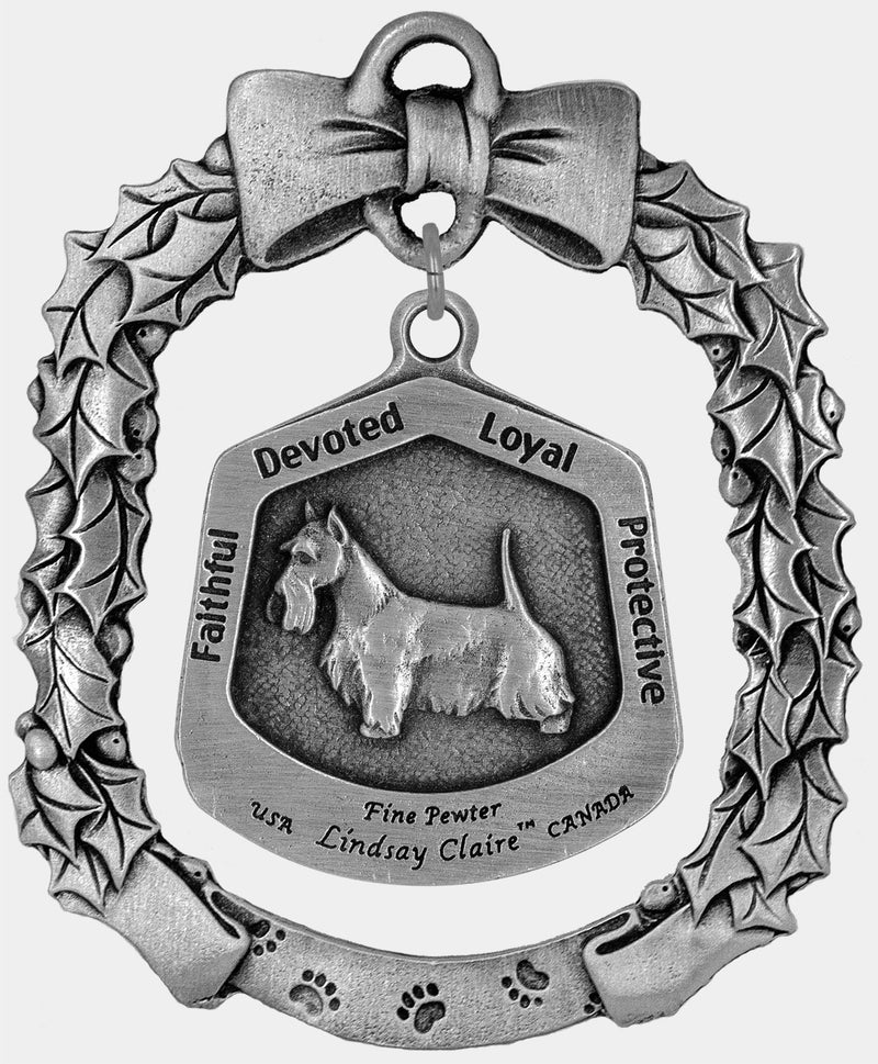 Scottish Terrier Dog Christmas Ornament - Lindsay Claire Pewter decor by Hampshire Pewter