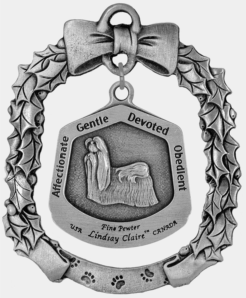 Shih Tzu Dog Christmas Ornament - Lindsay Claire Pewter decor by Hampshire Pewter