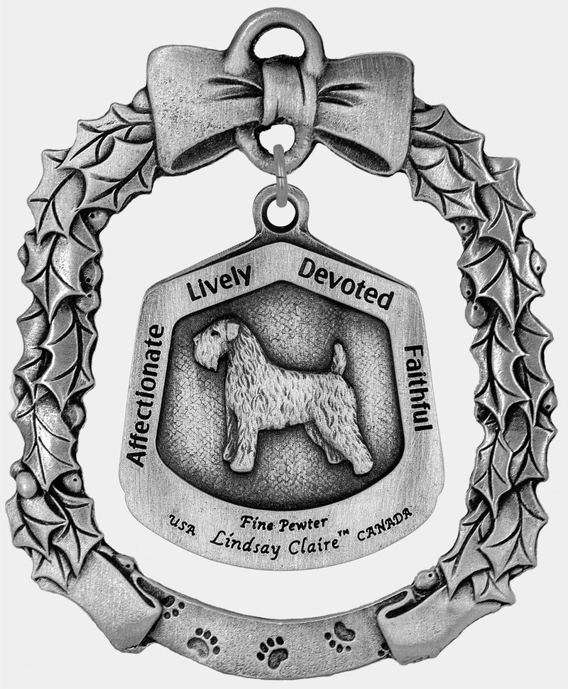 Soft Coated Wheaten Dog Christmas Ornament - Lindsay Claire Pewter decor by Hampshire Pewter